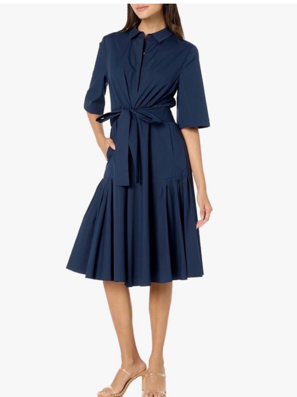 Kobi Halperin Tiffany Poplin Shirt Dress Midnight Blue Medium